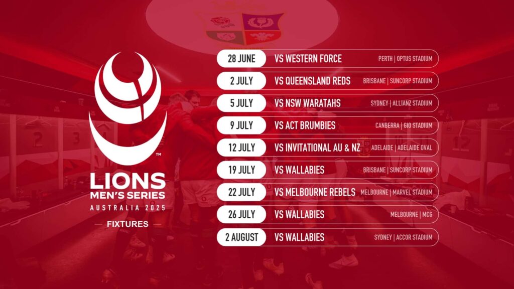 British Lions Tour Australia 2025 Dates