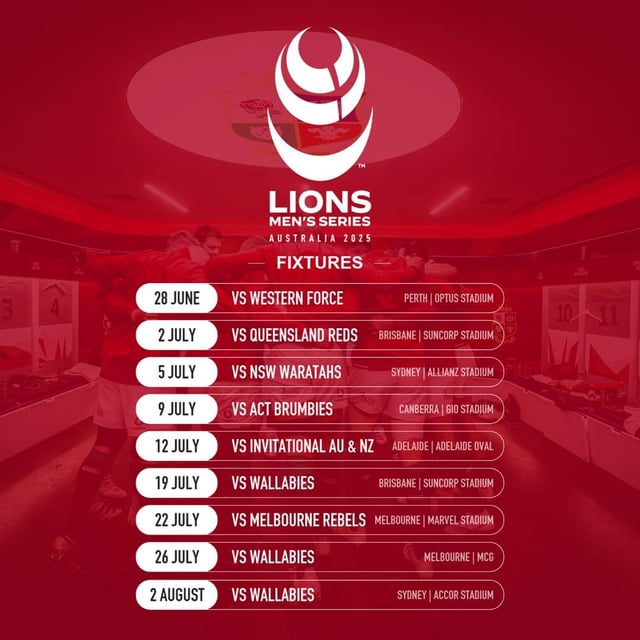 Rugby Lions Tour 2025 Dates