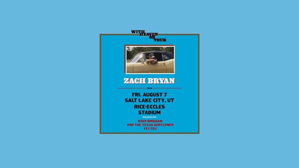 A musician on a massive concert stage represents the anticipation of a Zach Bryan tour.